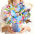 Hummingbird birthday card with music and lights, 3D flower bouquet
