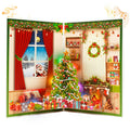 Christmas card with music and lights, 3D pop-up cozy home scene