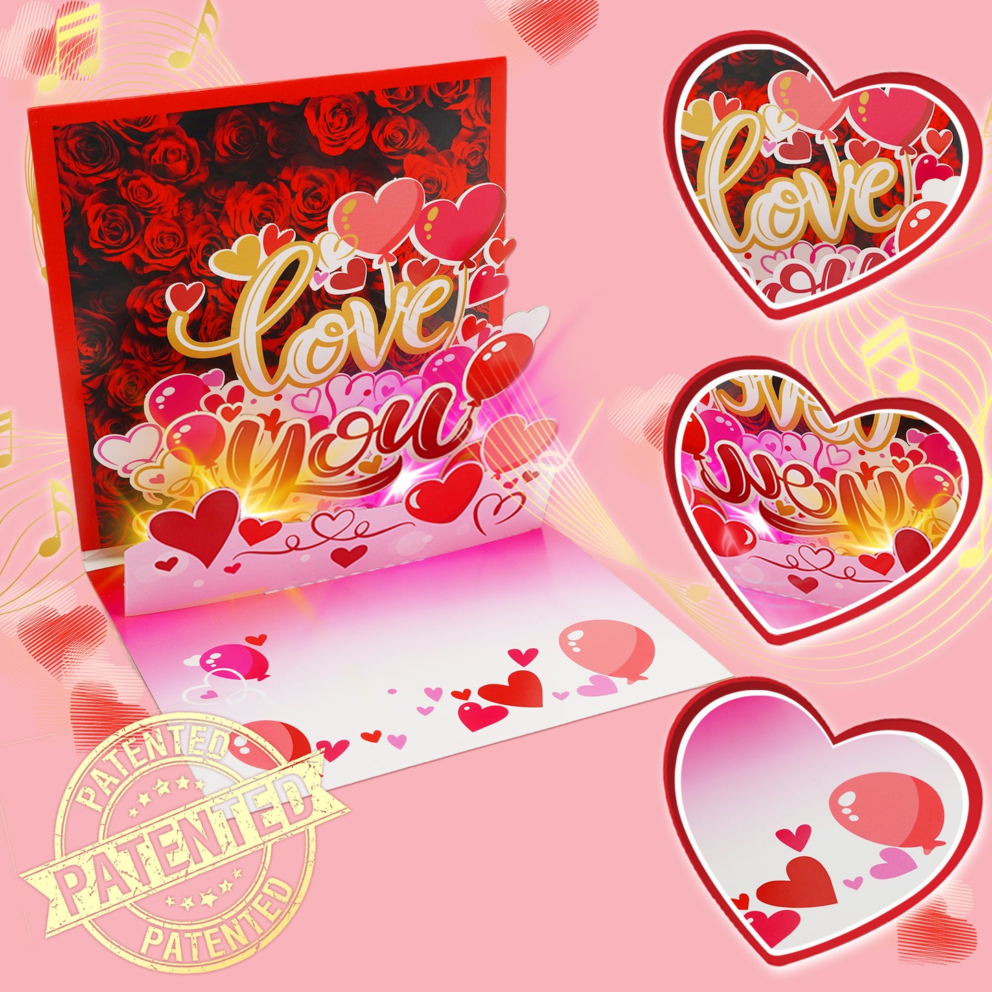 Valentine's Day Card with Music & Lights – 3D Romantic Pop-Up