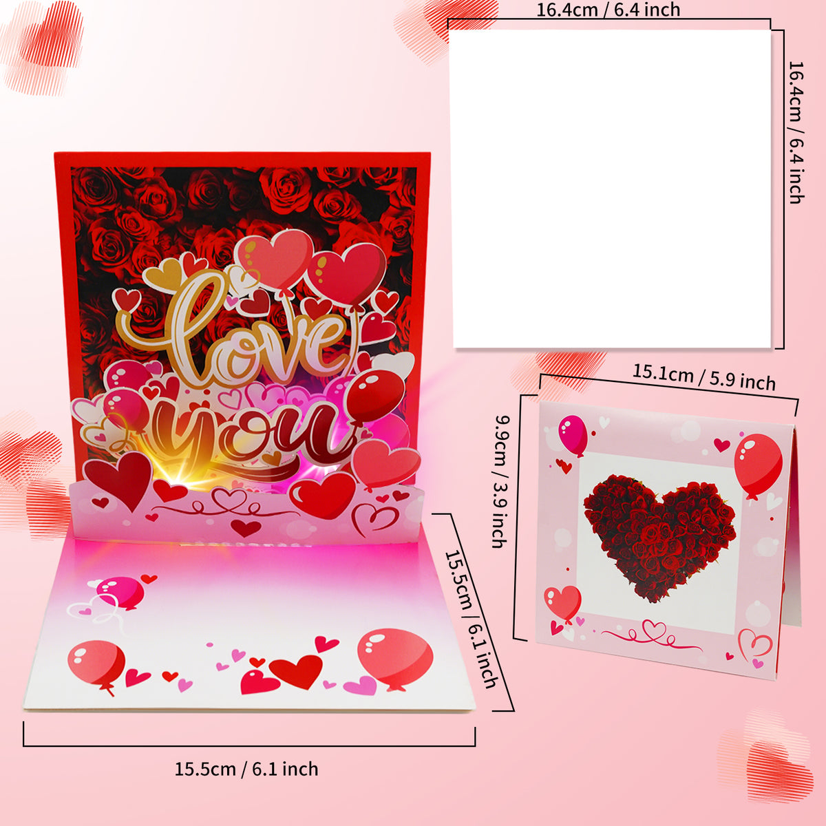 Valentine's Day Card with Music & Lights – 3D Romantic Pop-Up