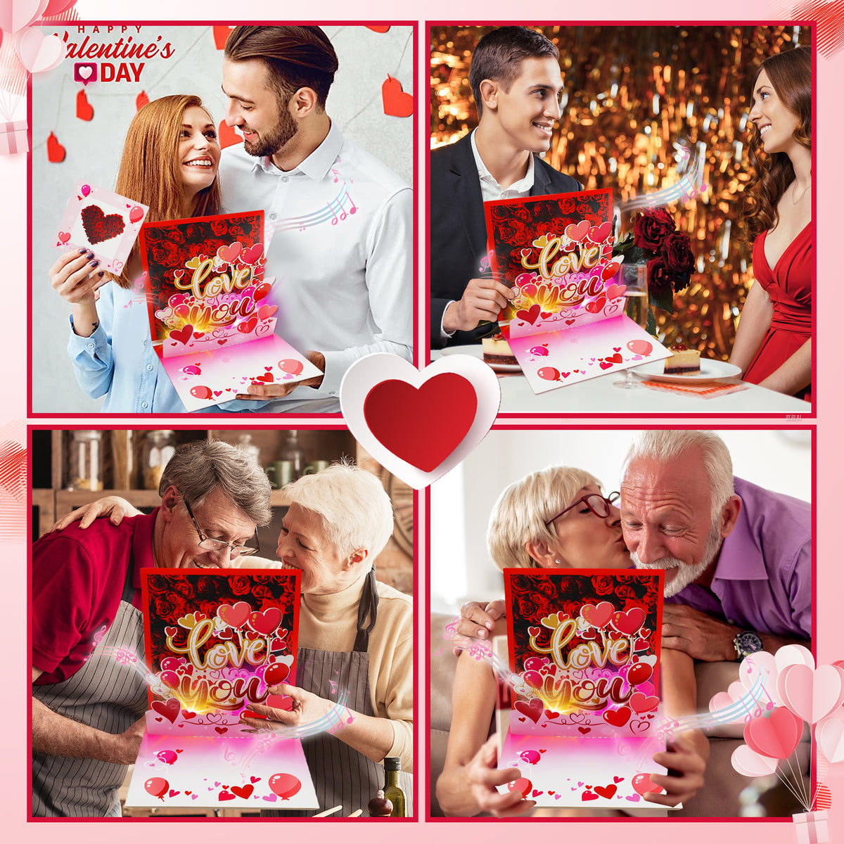 Valentine's Day Card with Music & Lights – 3D Romantic Pop-Up