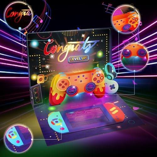 Gaming Birthday Card – 3D Pop-Up “Level Up” with Music & Lights
