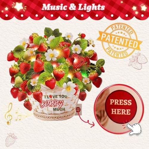 Strawberry anniversary card with LED lights