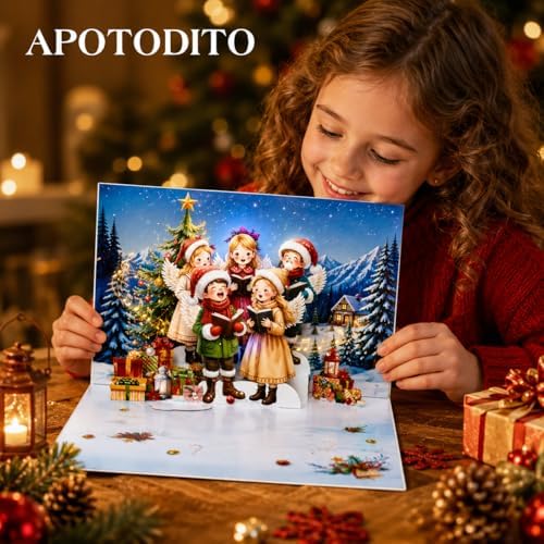 Animated Christmas angel card with lights