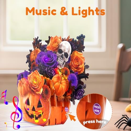 Halloween pop-up card open display with lights