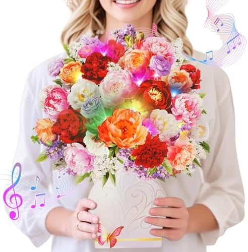 Peony bouquet card open display