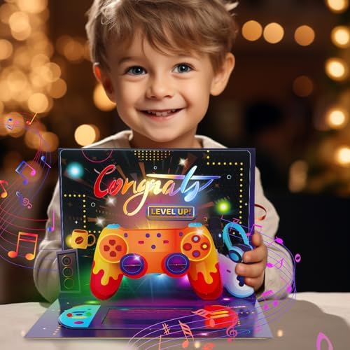 Gaming Birthday Card – 3D Pop-Up “Level Up” with Music & Lights