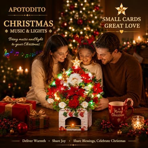 Christmas flower bouquet card with envelope