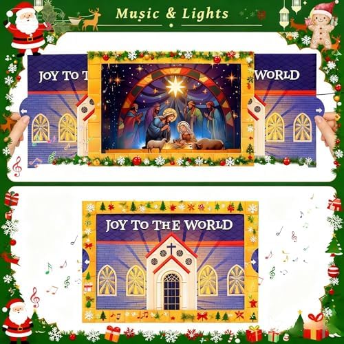 Nativity Christmas Card – 3D Pop-Up with Music & Lights