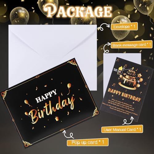 Gold Balloon Birthday Card – 3D Pop-Up with Music & Lights
