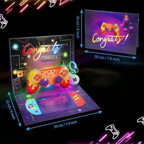 Gaming Birthday Card – 3D Pop-Up “Level Up” with Music & Lights