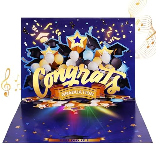 Graduation Card – 3D Pop-Up with Music & Lights