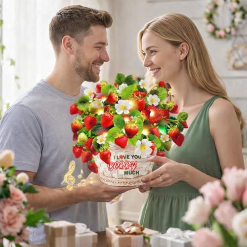 Strawberry bouquet card open display
