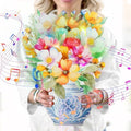 Mother's Day 3D watercolor flower bouquet pop-up card with music and lights