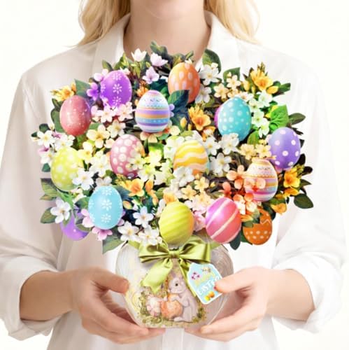 Easter 3D egg bouquet pop-up card with music and lights