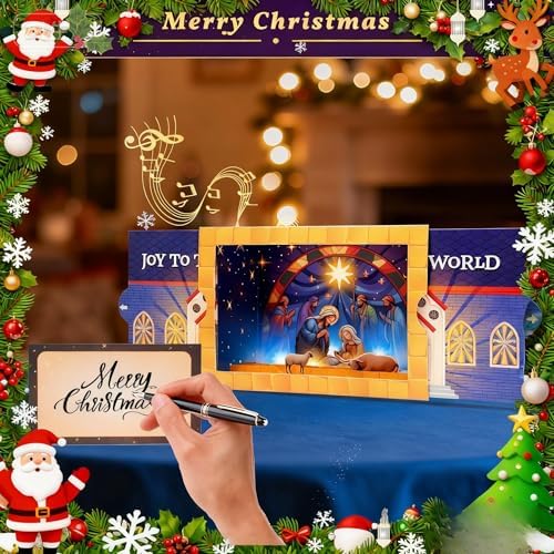 Nativity Christmas Card – 3D Pop-Up with Music & Lights
