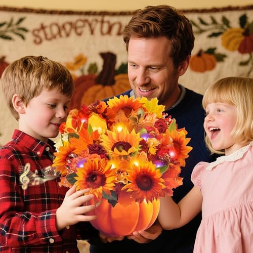 Thanksgiving sunflower card with LED lights