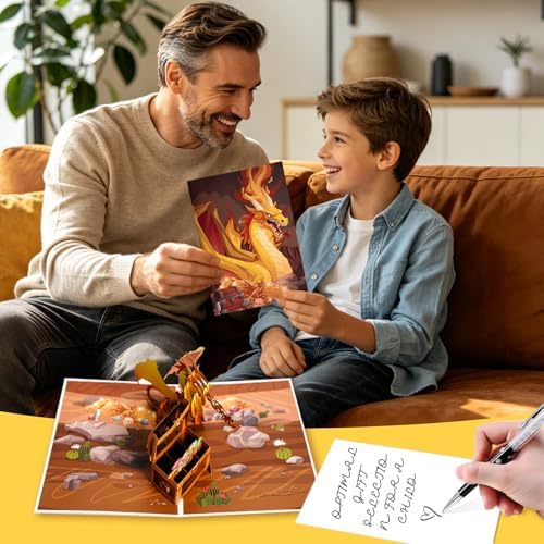 3D dragon pop-up birthday card detail