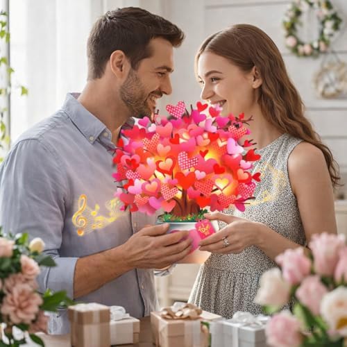 Tree of Hearts anniversary card open display
