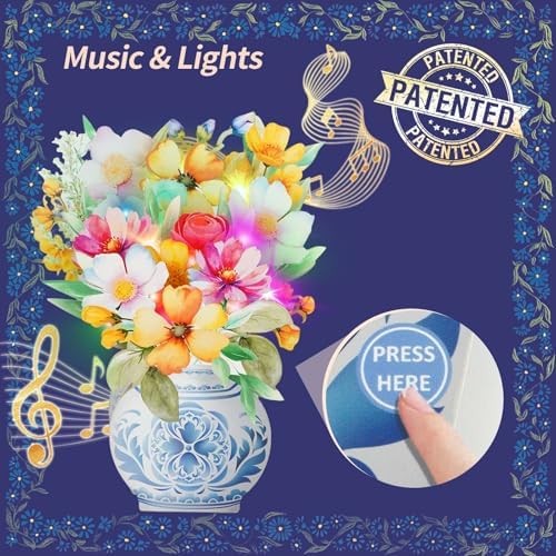 Mother's Day flower card with LED lights