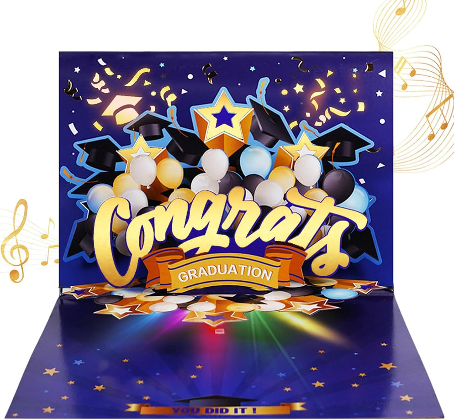 Graduation Card – 3D Pop-Up with Music & Lights