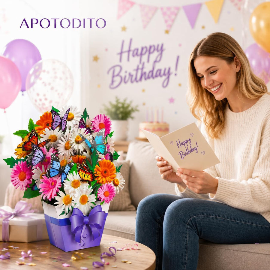 3D daisy and butterfly bouquet card for mom