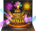 Black Gold Firework Birthday Card – 3D Pop-Up, Music & Candle