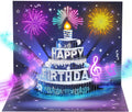 Silver-Blue Firework Birthday Card – 3D Pop-Up, Music & Candle