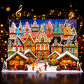 Christmas market card with music and lights, 3D pop-up scene